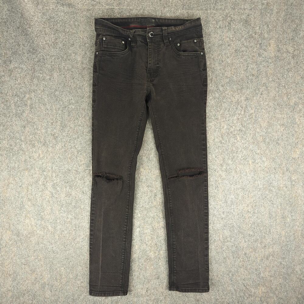 Steve's Jeans Jeans Mens 30x32 Black Skinny Fit Distressed Stretch Denim Ripped